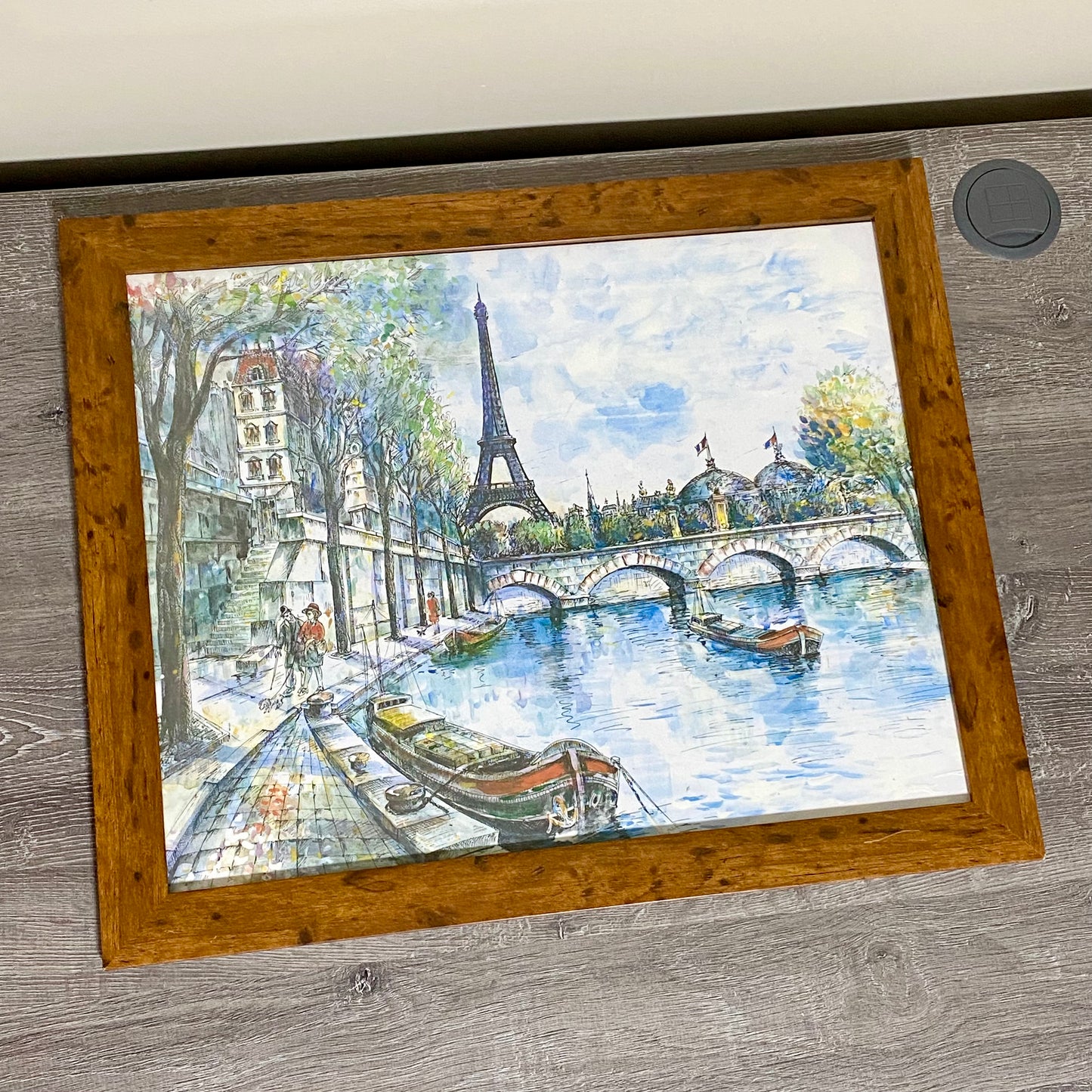 Vintage Parisian Scene Eiffel Tower Art Print Attributed Jacques Chardon Framed