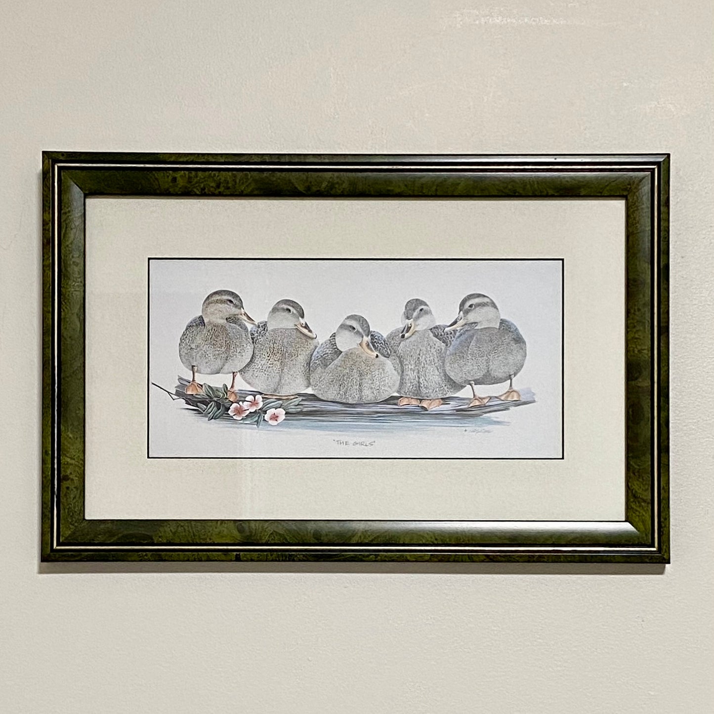 Vintage The Girls Duck Ducks Litho Print Plate Signed Art LaMay Framed & Glazed