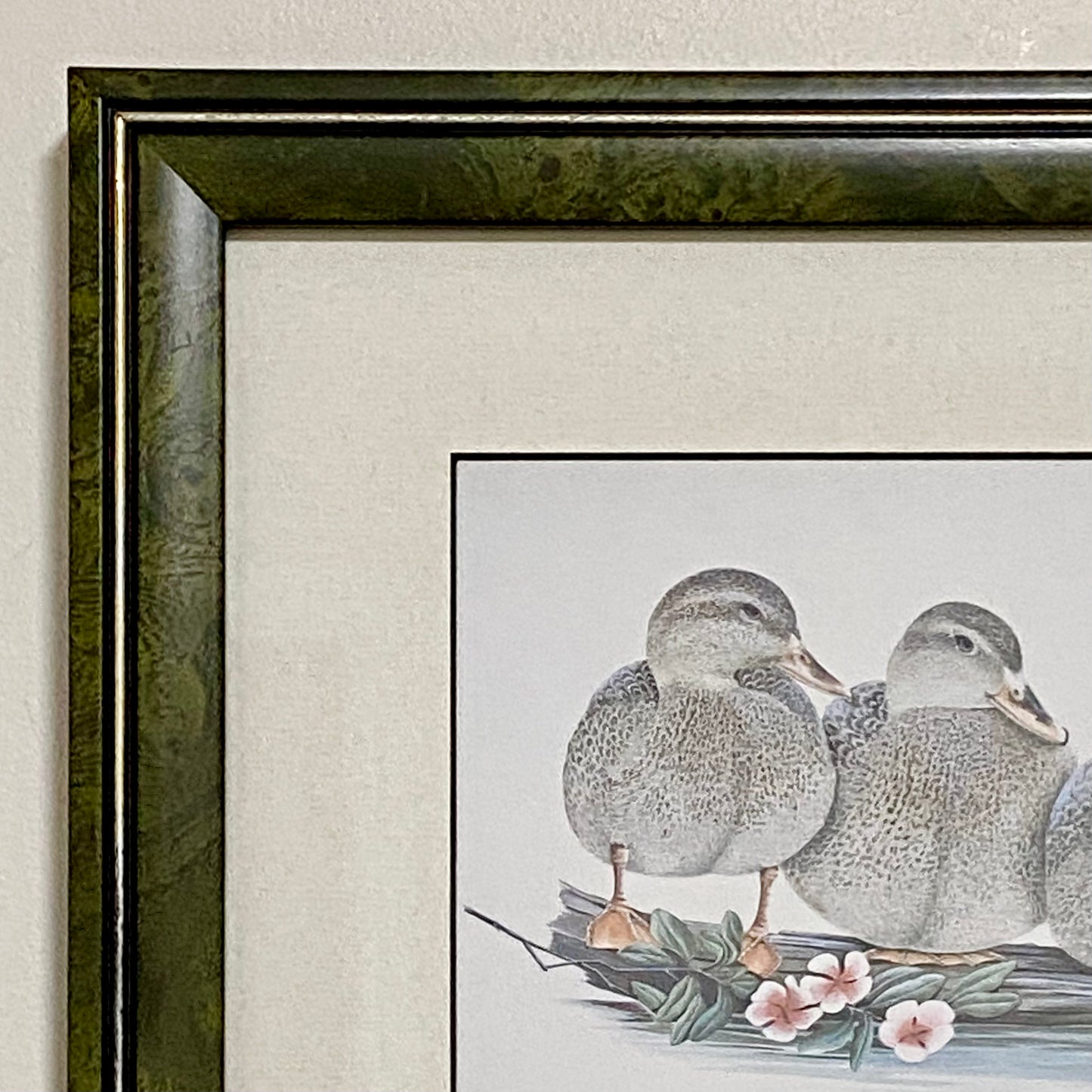 Vintage The Girls Duck Ducks Litho Print Plate Signed Art LaMay Framed & Glazed