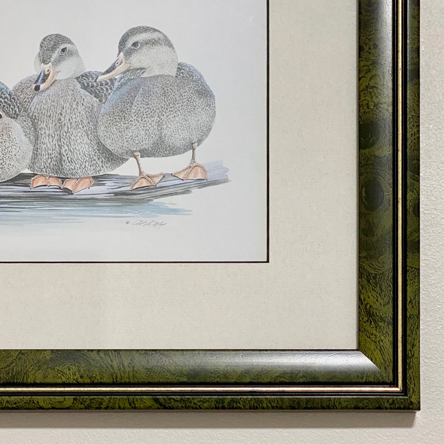 Vintage The Girls Duck Ducks Litho Print Plate Signed Art LaMay Framed & Glazed