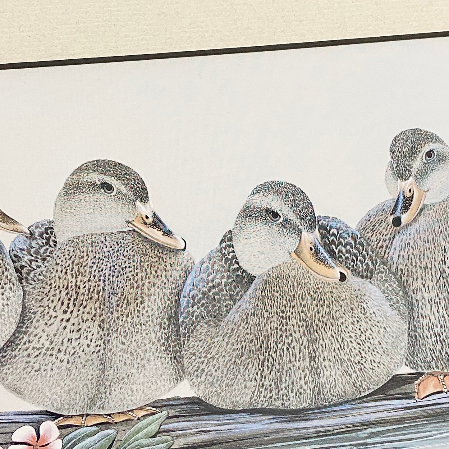 Vintage The Girls Duck Ducks Litho Print Plate Signed Art LaMay Framed & Glazed