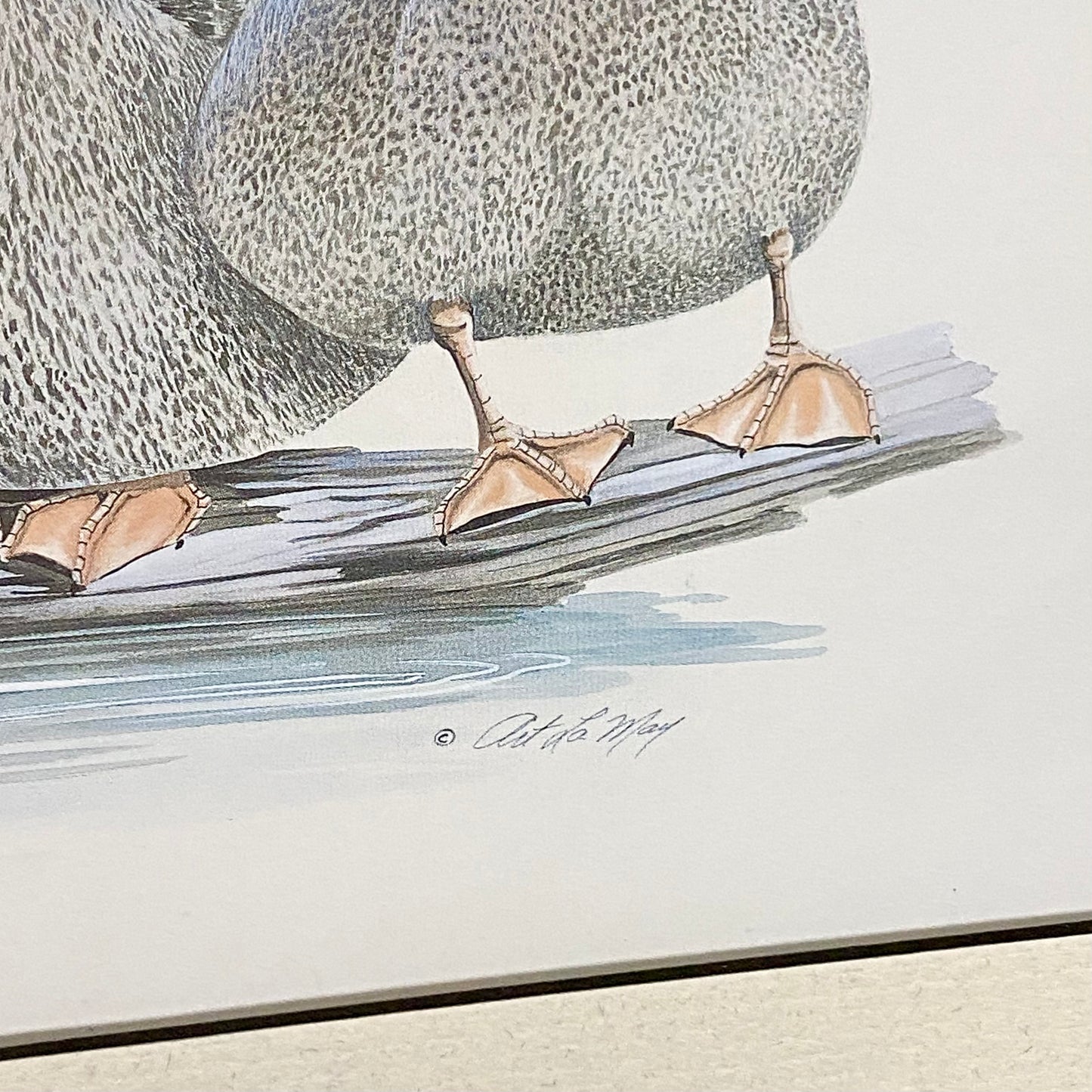 Vintage The Girls Duck Ducks Litho Print Plate Signed Art LaMay Framed & Glazed