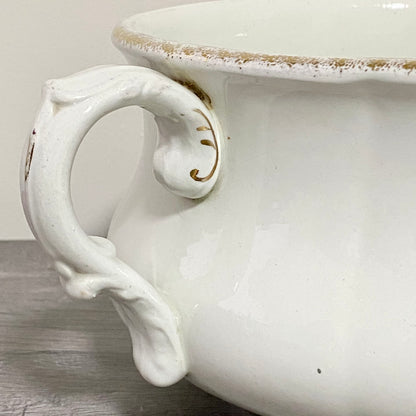 Antique Victorian Style Ceramic Floral Design Chamber Pot With Handle Grimwades