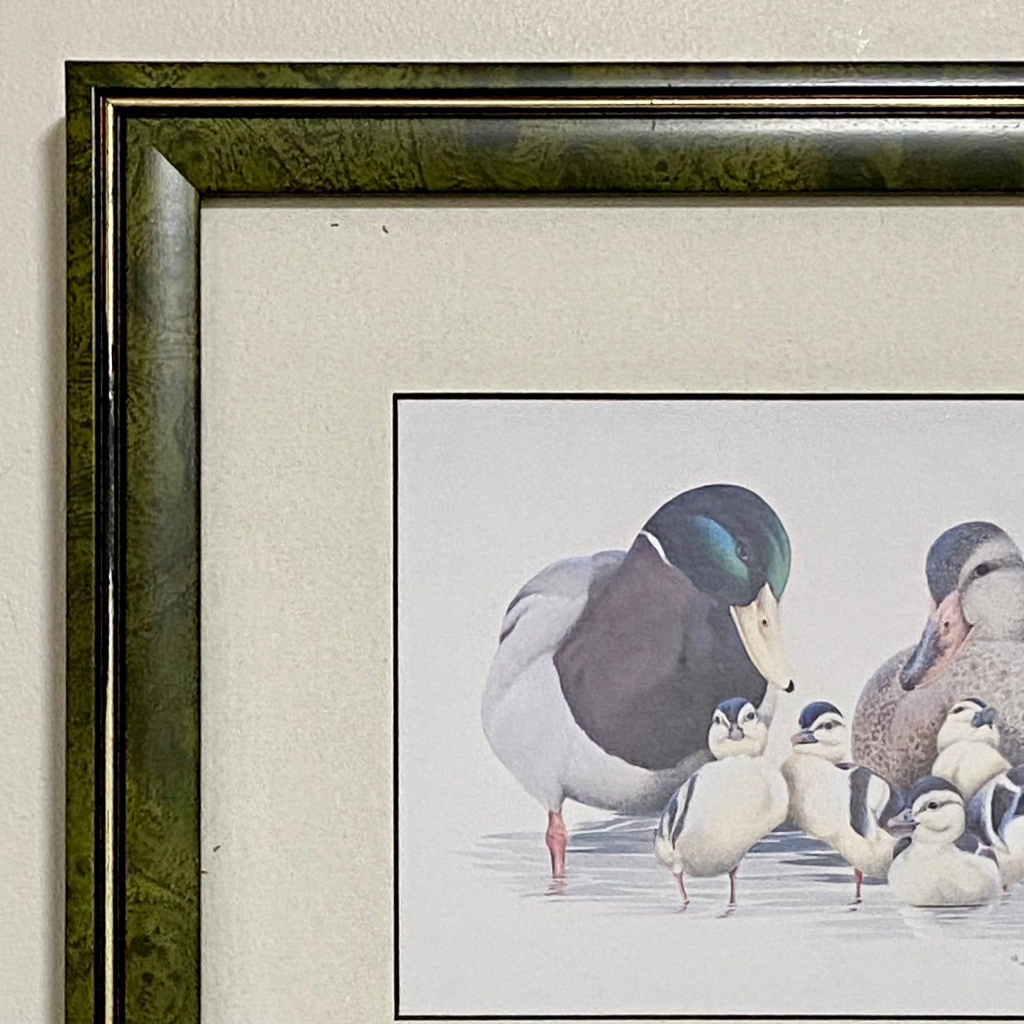 Vintage The Kids Duck Ducks Litho Print Plate Signed Art LaMay Framed & Glazed