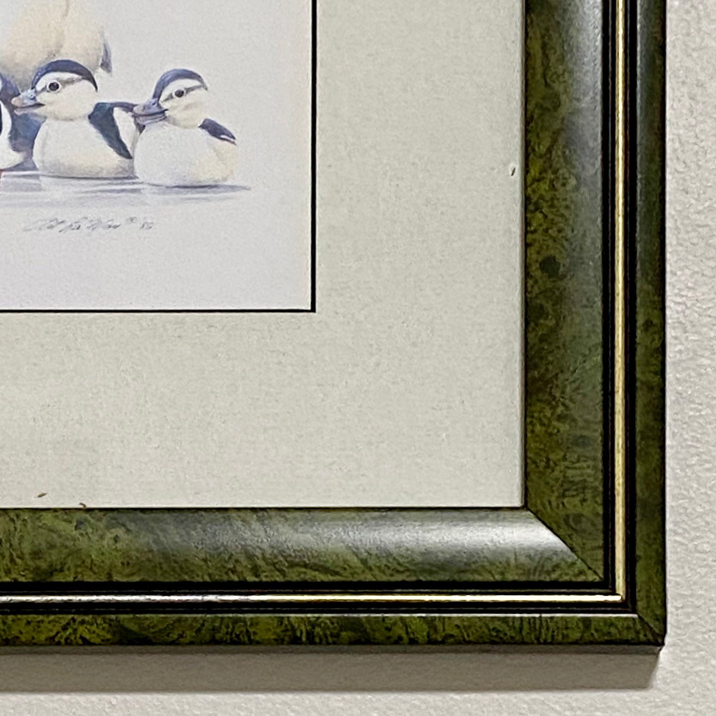 Vintage The Kids Duck Ducks Litho Print Plate Signed Art LaMay Framed & Glazed