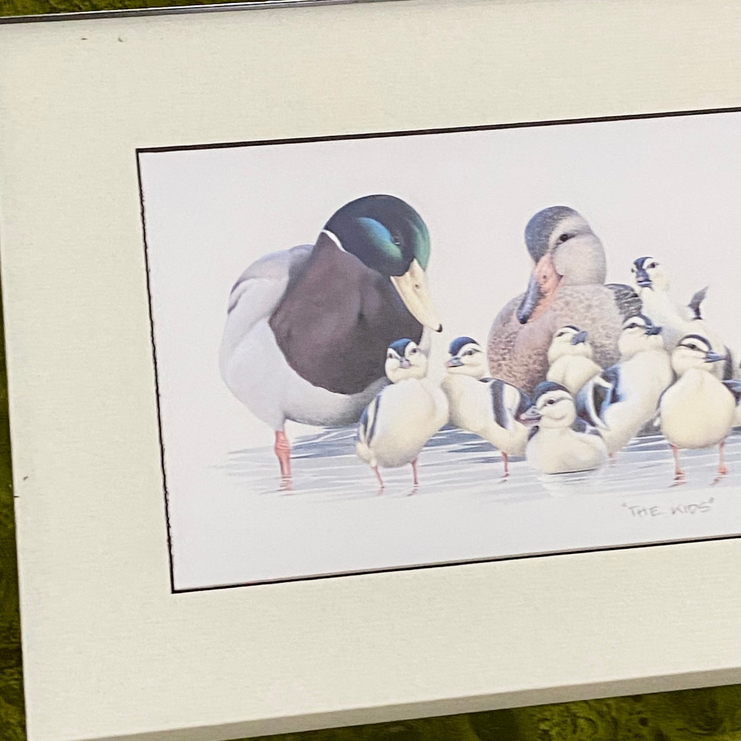 Vintage The Kids Duck Ducks Litho Print Plate Signed Art LaMay Framed & Glazed