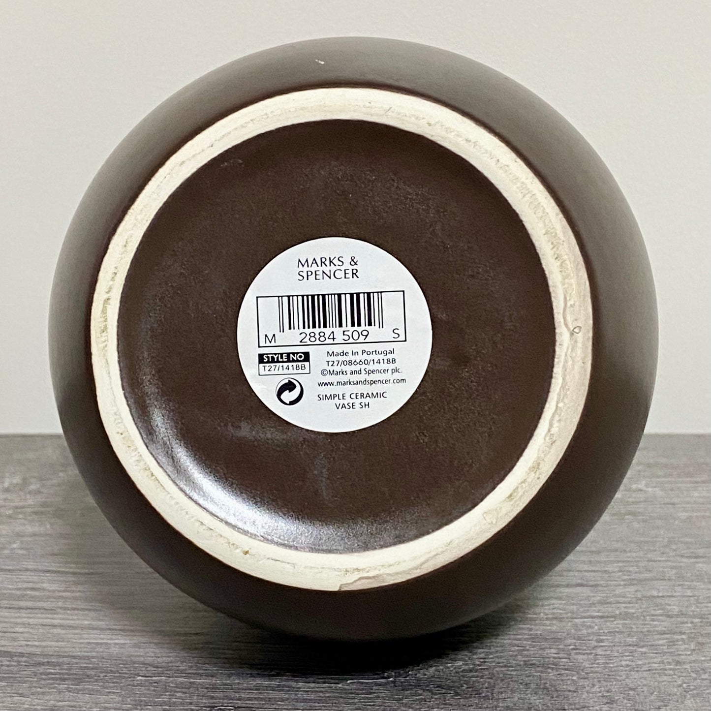 Marks & Spencer Ceramic Teardrop Dark Brown Vase Modern Home Decor Portugal 25cm