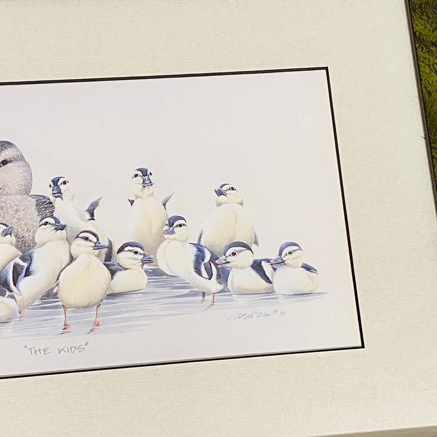 Vintage The Kids Duck Ducks Litho Print Plate Signed Art LaMay Framed & Glazed