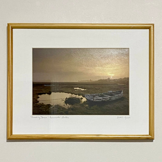 Vintage Breaking Dawn Brancaster Staithe Boat Photograph Print Signed & Framed