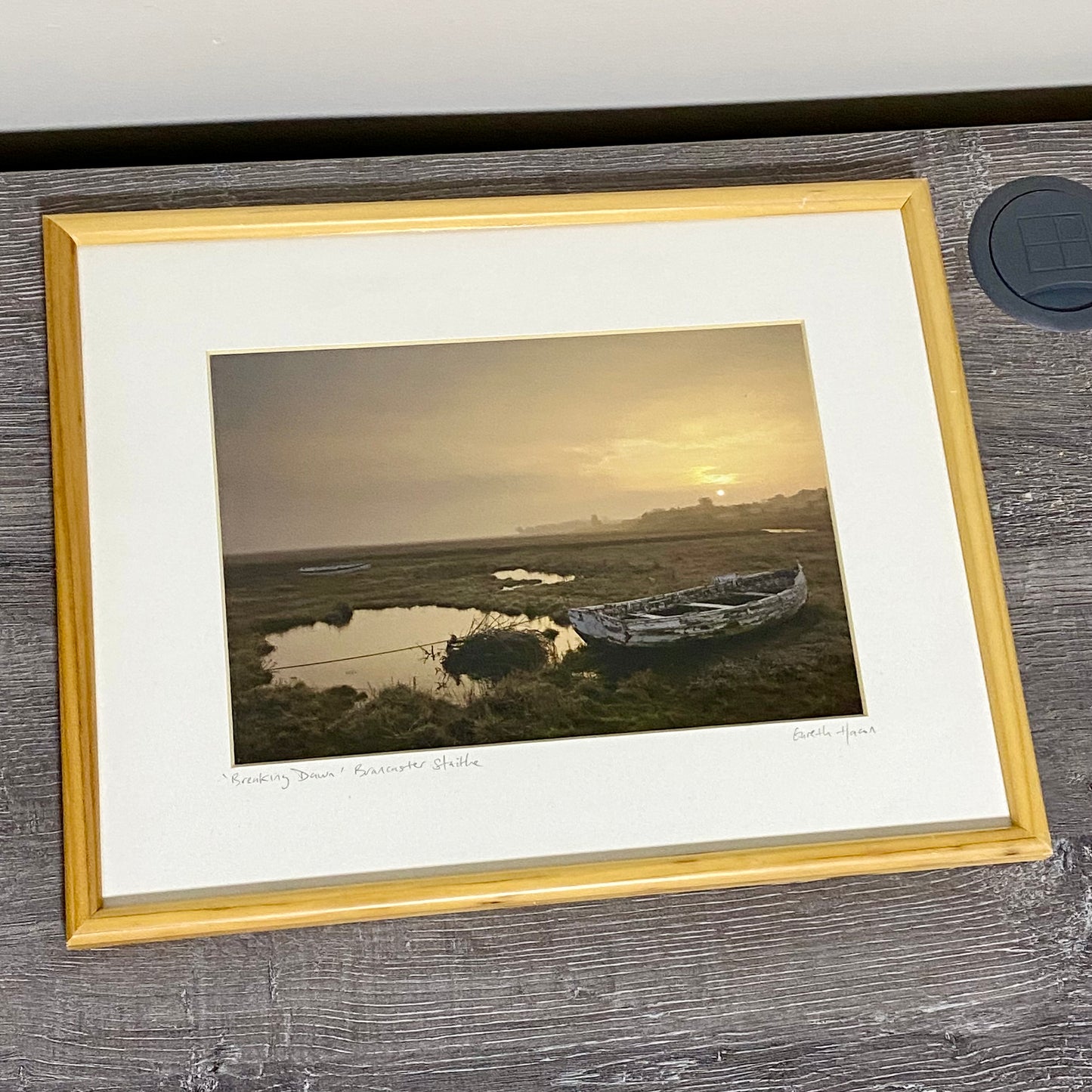 Vintage Breaking Dawn Brancaster Staithe Boat Photograph Print Signed & Framed