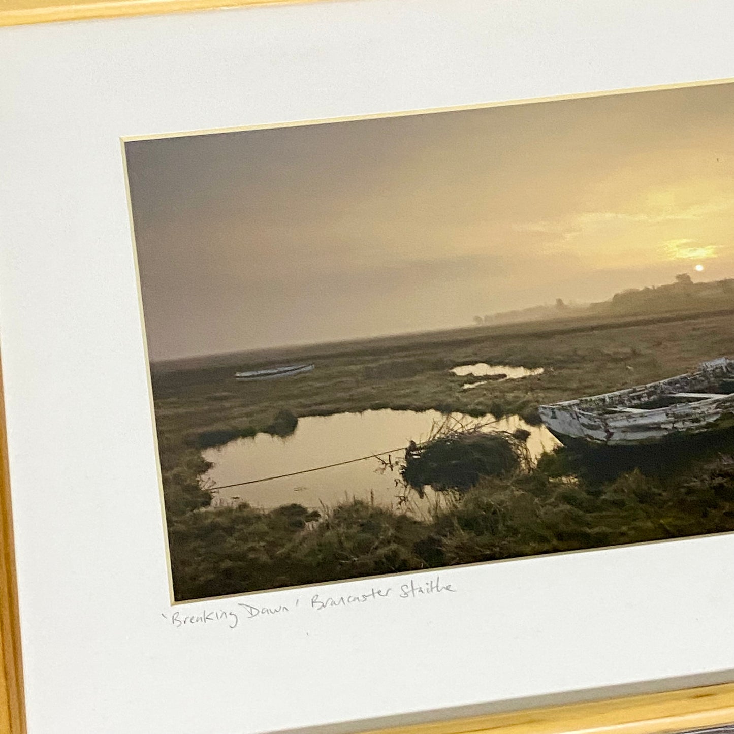 Vintage Breaking Dawn Brancaster Staithe Boat Photograph Print Signed & Framed