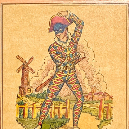 19th Century Mr. Bologna As Harlequin Hand Coloured Theatrical Engraving Framed