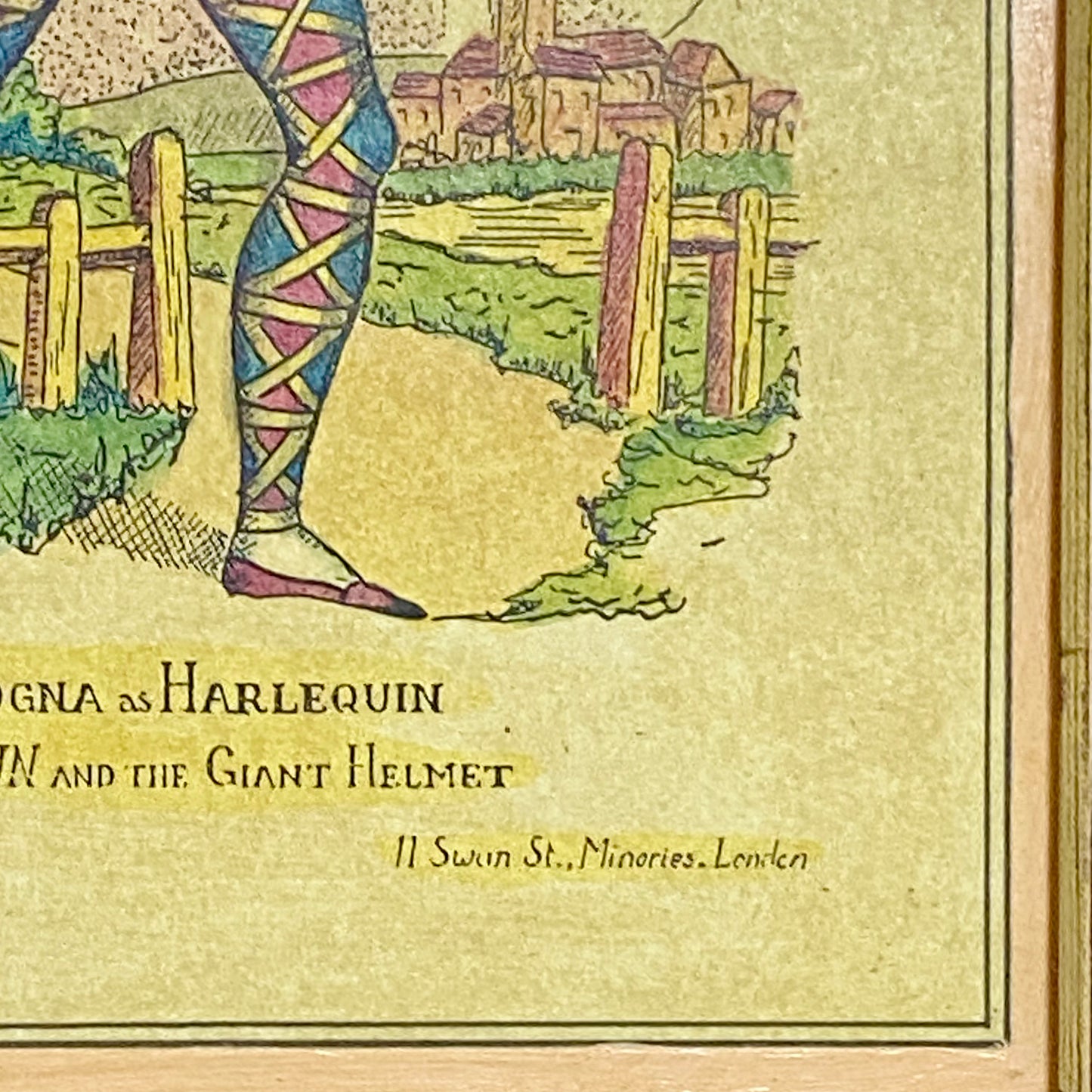 19th Century Mr. Bologna As Harlequin Hand Coloured Theatrical Engraving Framed