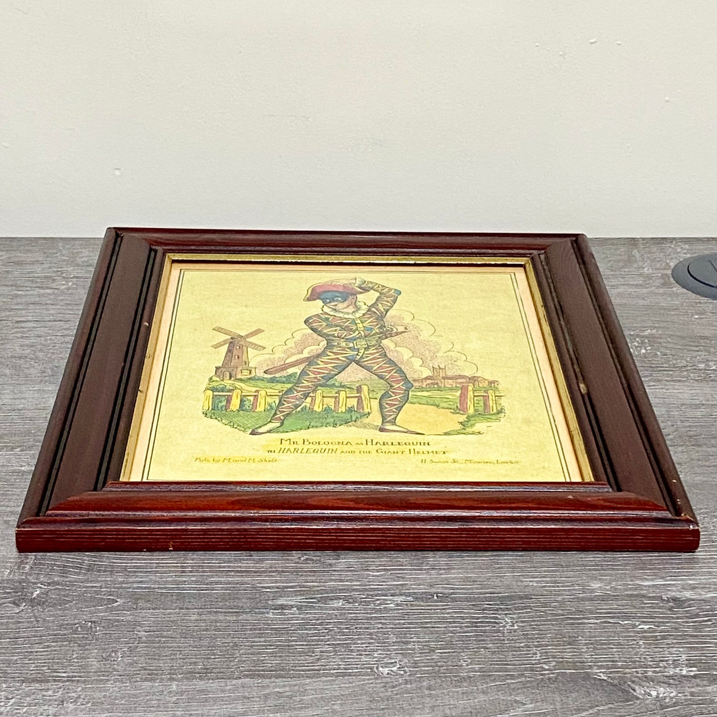 19th Century Mr. Bologna As Harlequin Hand Coloured Theatrical Engraving Framed