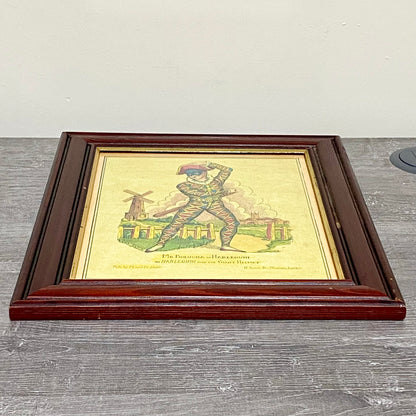 19th Century Mr. Bologna As Harlequin Hand Coloured Theatrical Engraving Framed