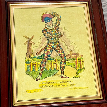 19th Century Mr. Bologna As Harlequin Hand Coloured Theatrical Engraving Framed