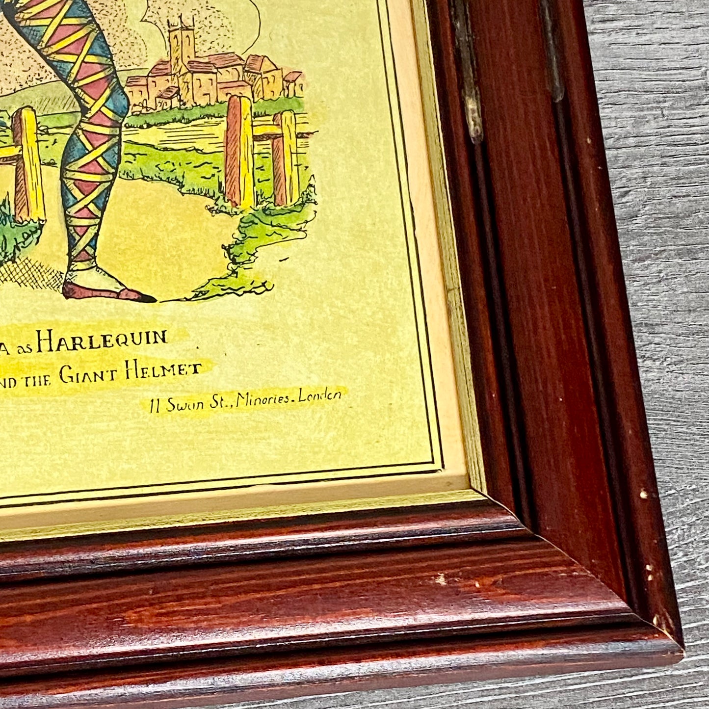 19th Century Mr. Bologna As Harlequin Hand Coloured Theatrical Engraving Framed