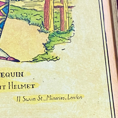 19th Century Mr. Bologna As Harlequin Hand Coloured Theatrical Engraving Framed