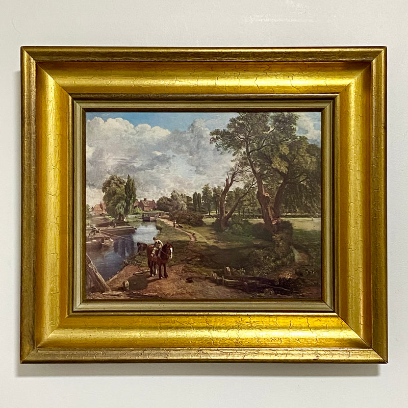 Vintage Flatford Mill Horse River Scene Art Print On Board After John Constable