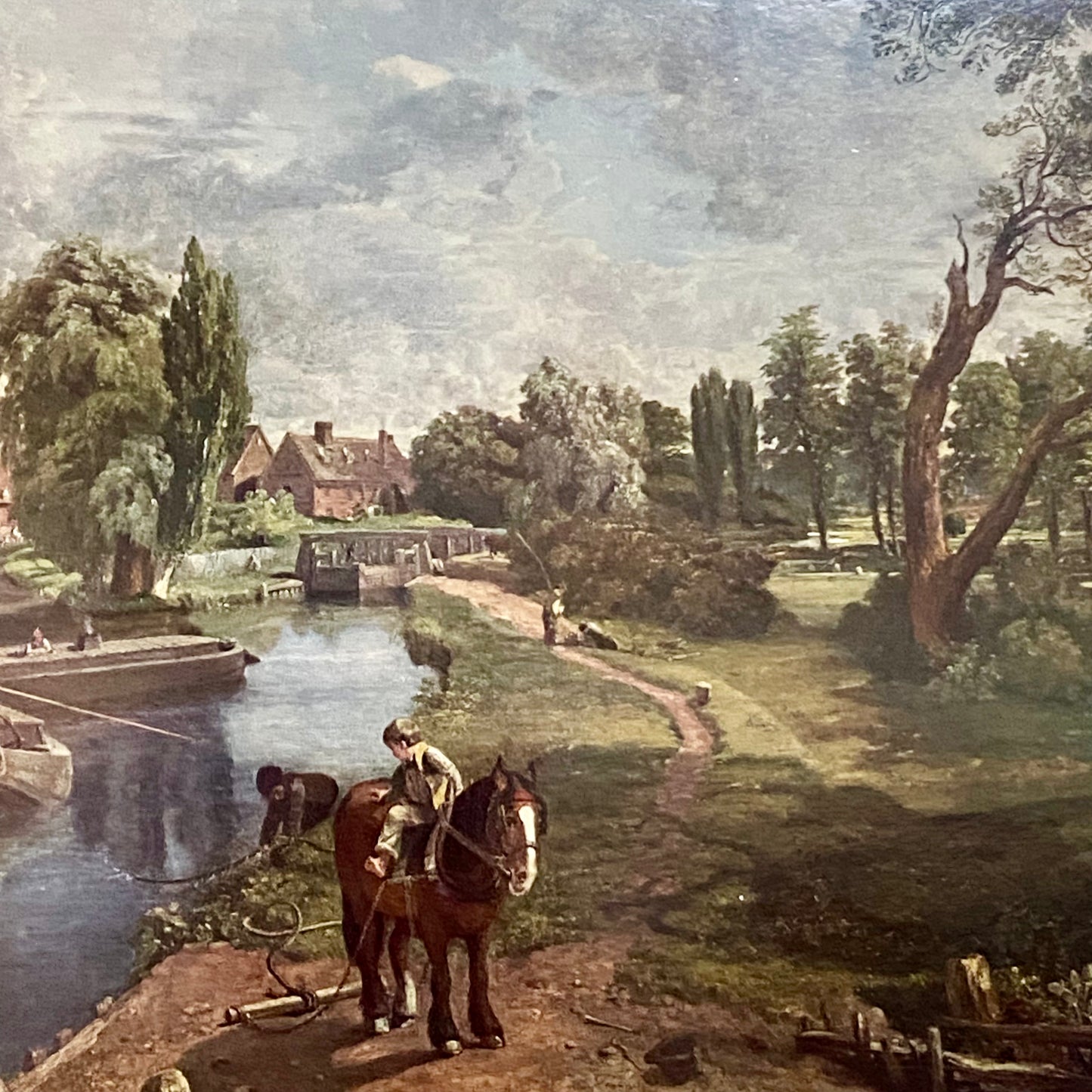 Vintage Flatford Mill Horse River Scene Art Print On Board After John Constable