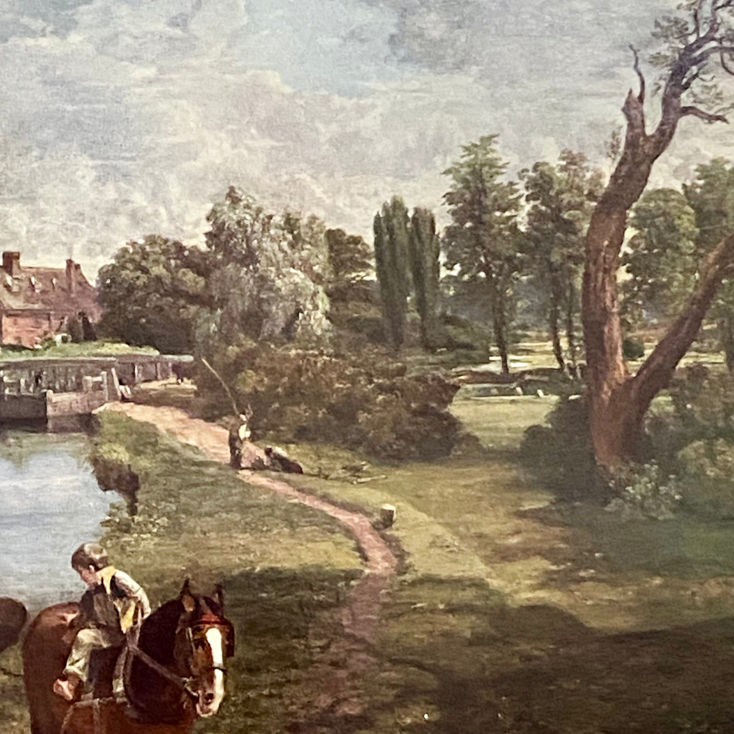 Vintage Flatford Mill Horse River Scene Art Print On Board After John Constable