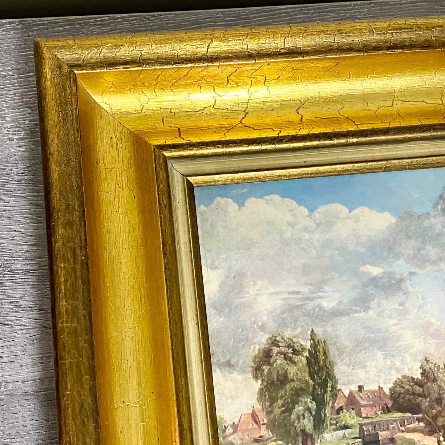 Vintage Flatford Mill Horse River Scene Art Print On Board After John Constable