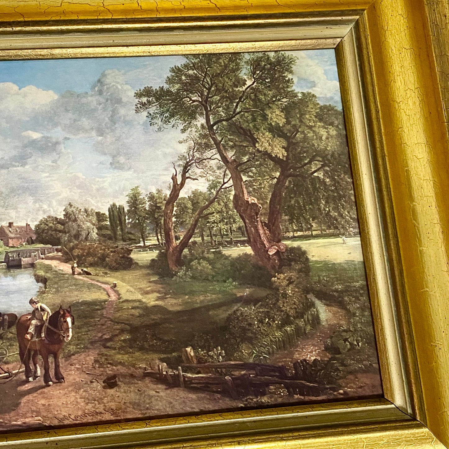 Vintage Flatford Mill Horse River Scene Art Print On Board After John Constable