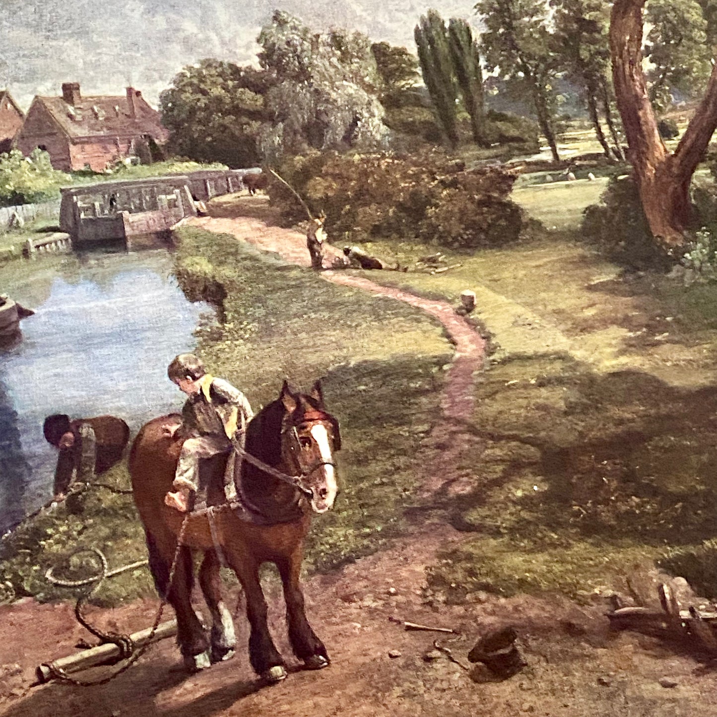 Vintage Flatford Mill Horse River Scene Art Print On Board After John Constable