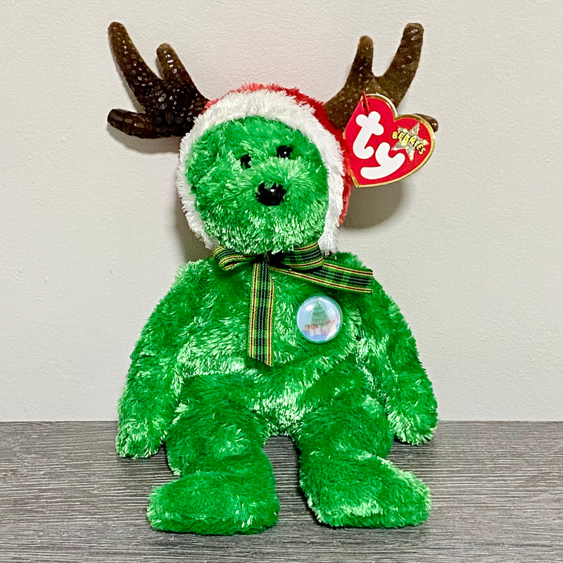 Ty Beanie Baby 2002 Holiday Teddy Christmas Soft Plush Reindeer Bear With Tags