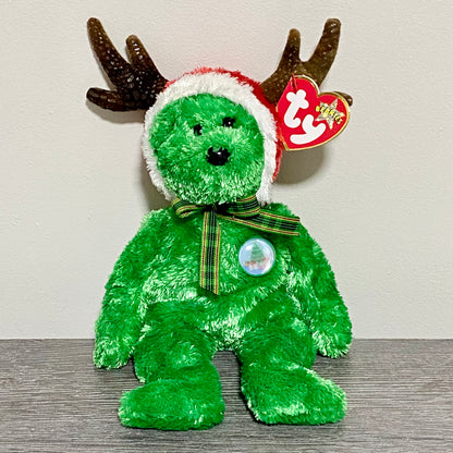 Ty Beanie Baby 2002 Holiday Teddy Christmas Soft Plush Reindeer Bear With Tags