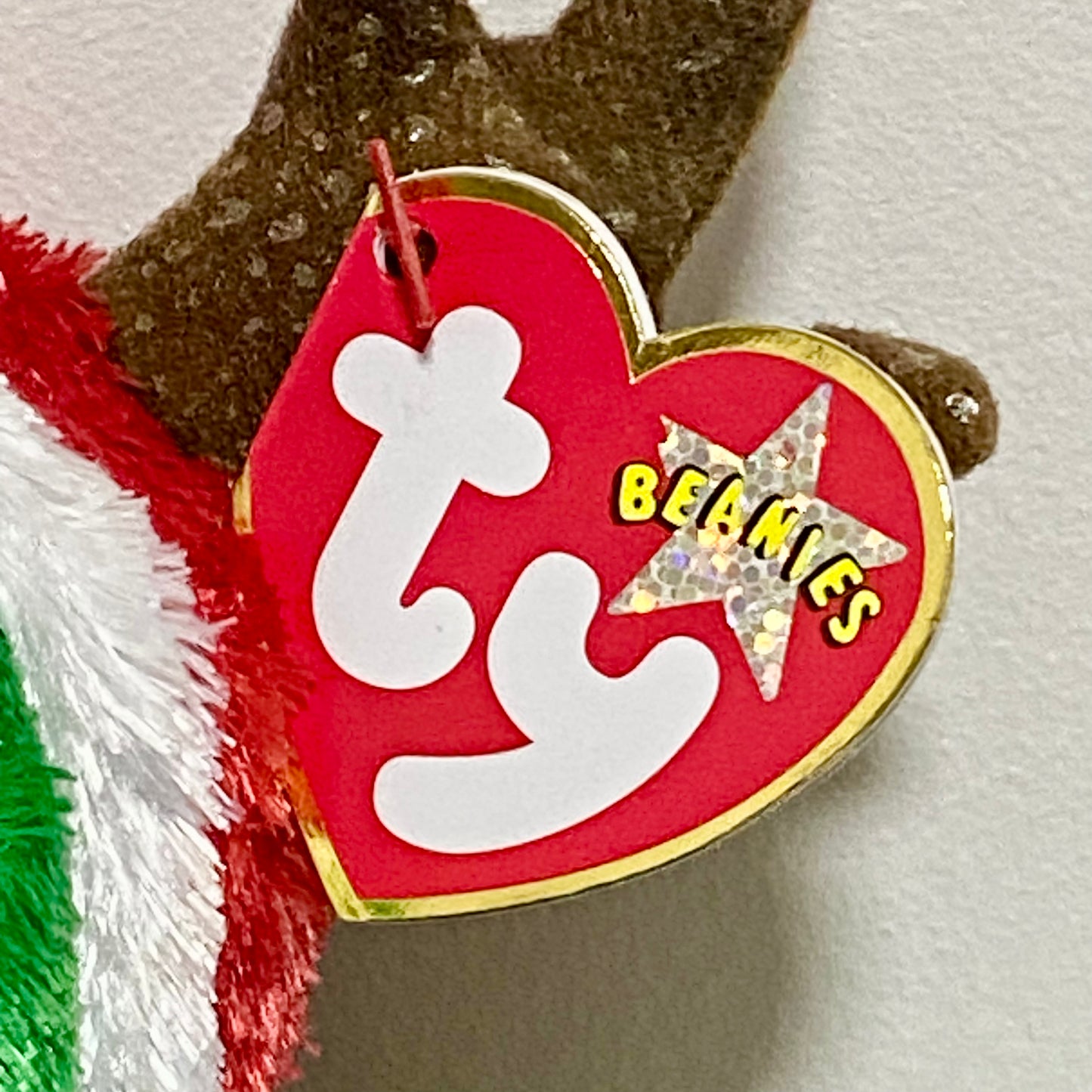 Ty Beanie Baby 2002 Holiday Teddy Christmas Soft Plush Reindeer Bear With Tags