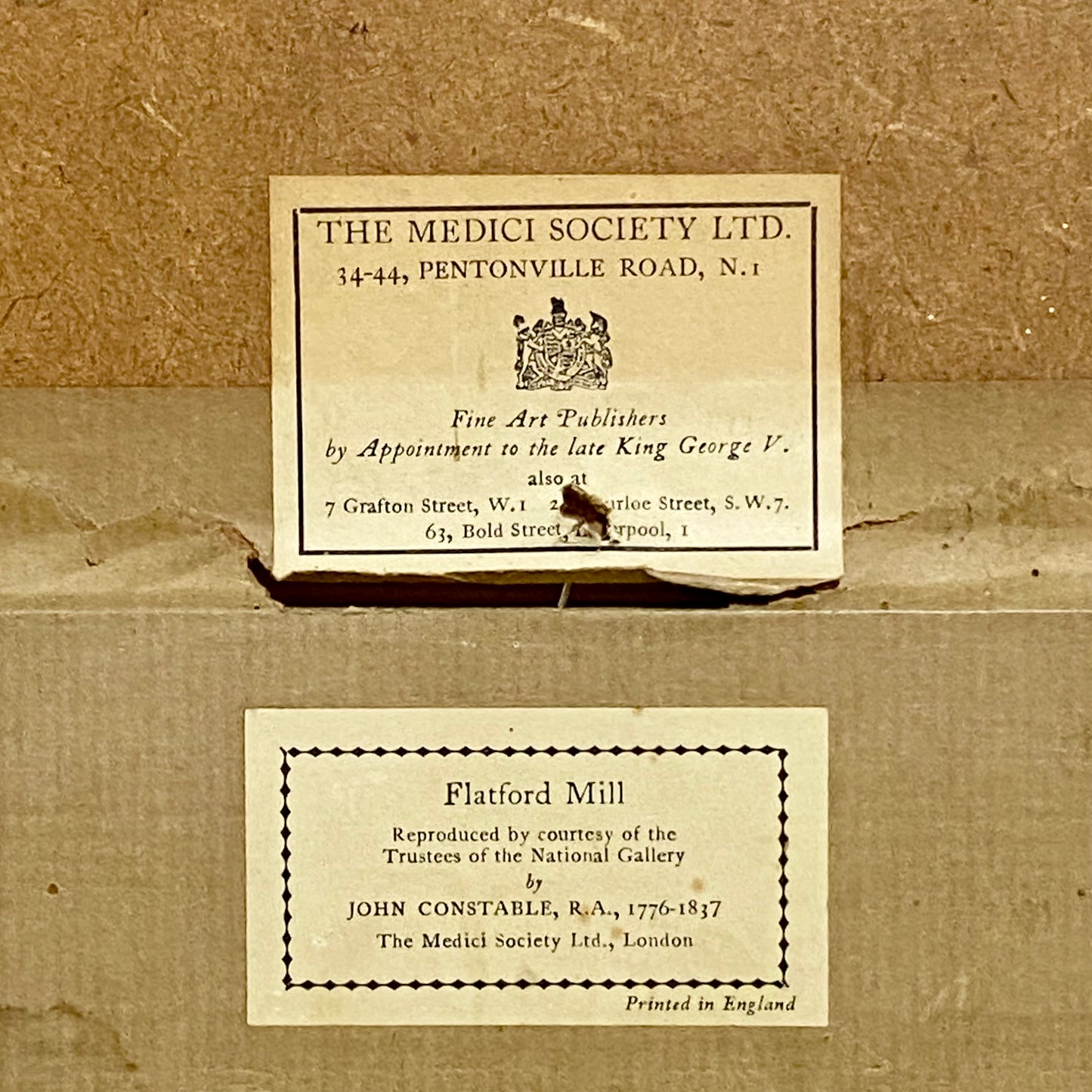 Vintage Flatford Mill Horse River Scene Art Print On Board After John Constable