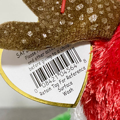Ty Beanie Baby 2002 Holiday Teddy Christmas Soft Plush Reindeer Bear With Tags