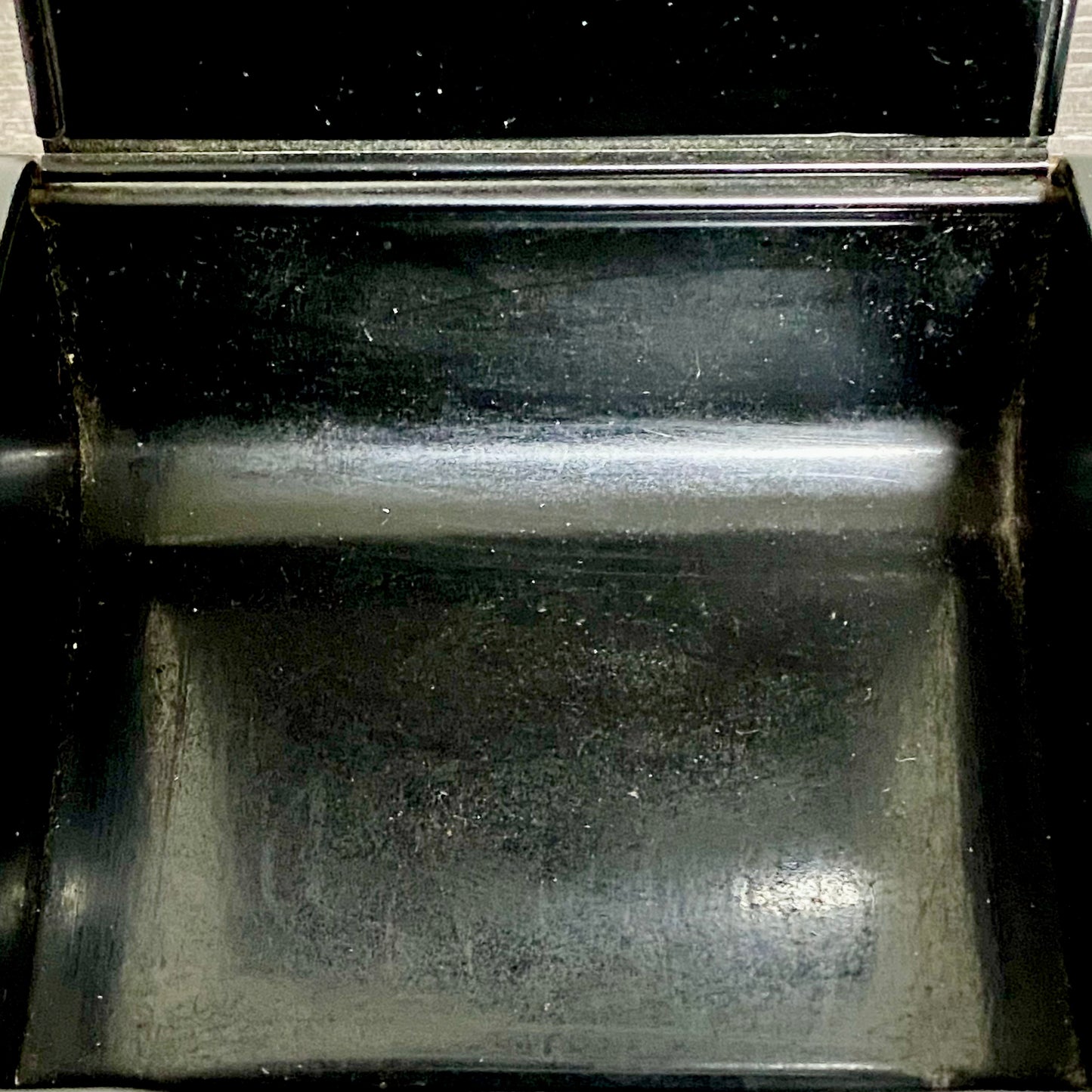 Vintage Japanese Black Lacquer Metal Hand-Painted Trinket Glove Jewellery Box