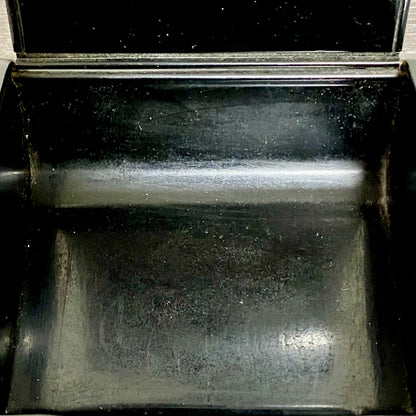 Vintage Japanese Black Lacquer Metal Hand-Painted Trinket Glove Jewellery Box