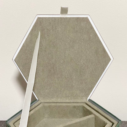 Laura Ashley Flower Floral Design Hexagonal Mirrored Jewellery Trinket Box