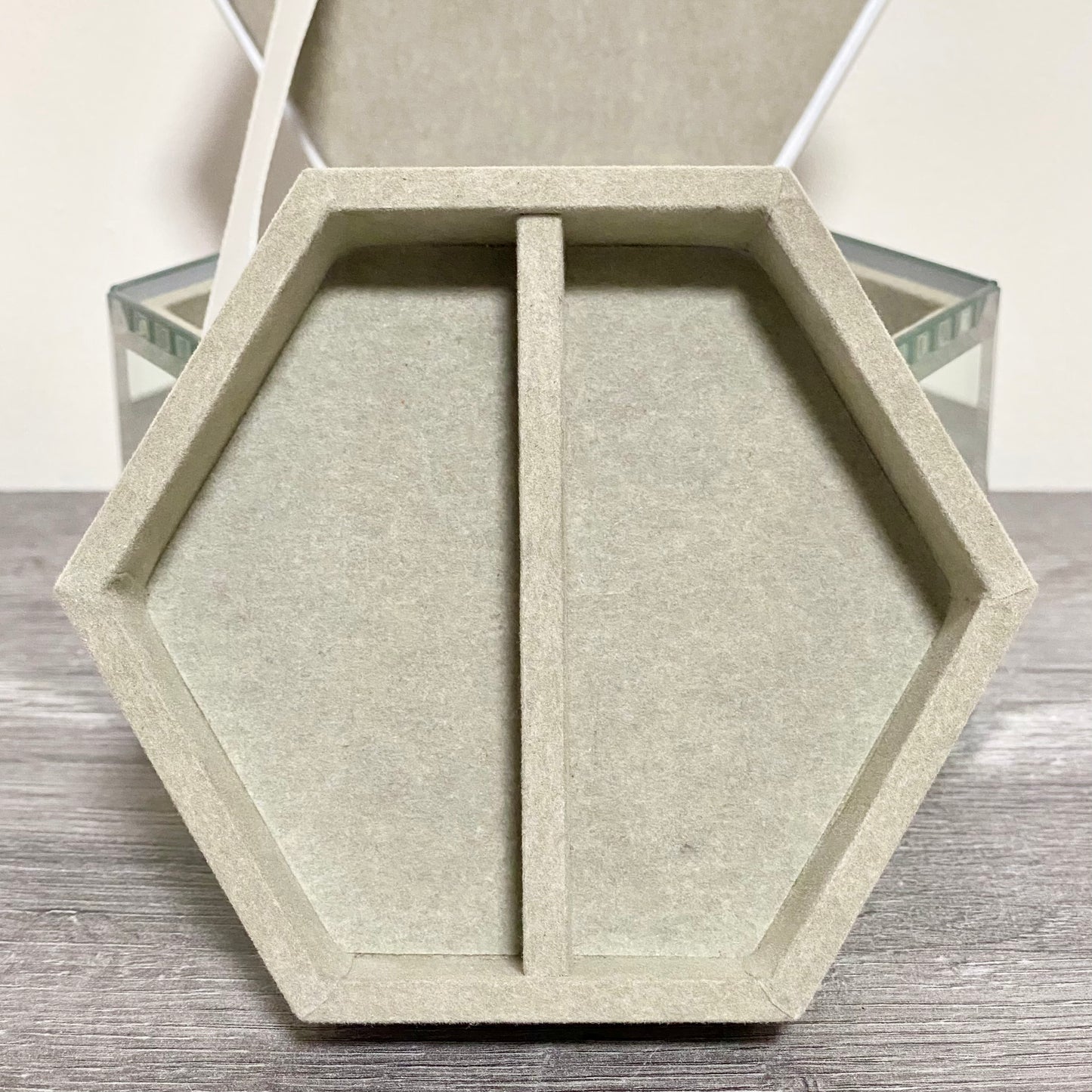 Laura Ashley Flower Floral Design Hexagonal Mirrored Jewellery Trinket Box