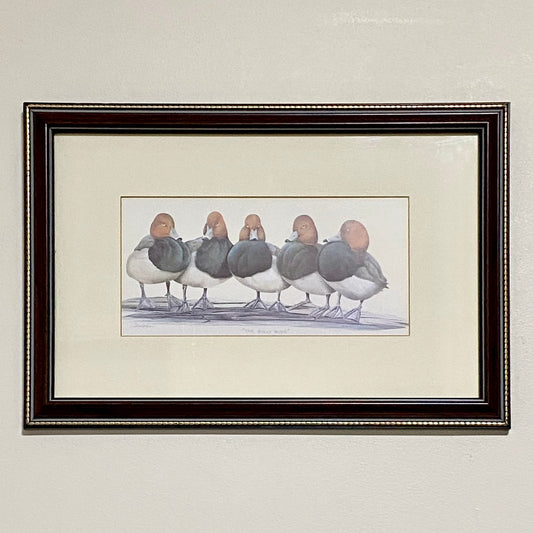Vintage The Bully Boys Ducks Art Print Plate Signed Art LaMay Framed & Glazed