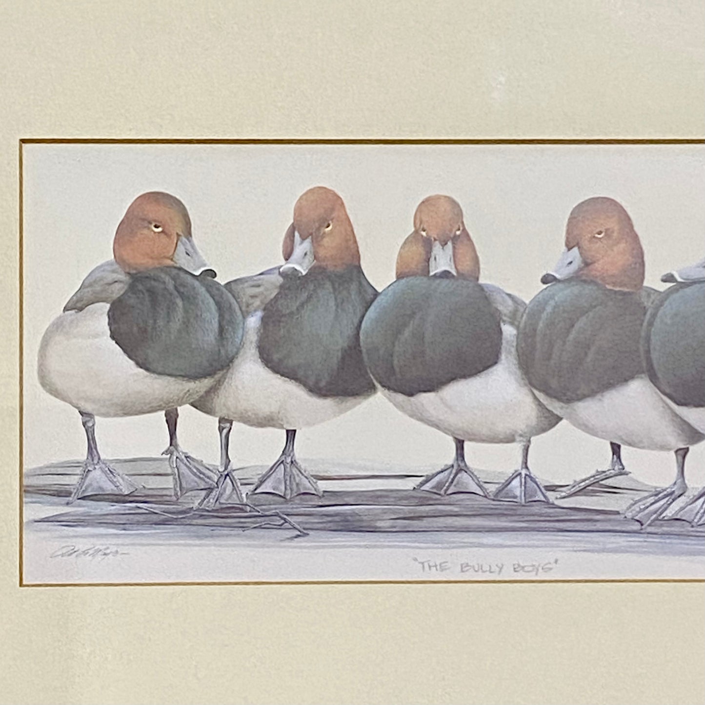 Vintage The Bully Boys Ducks Art Print Plate Signed Art LaMay Framed & Glazed