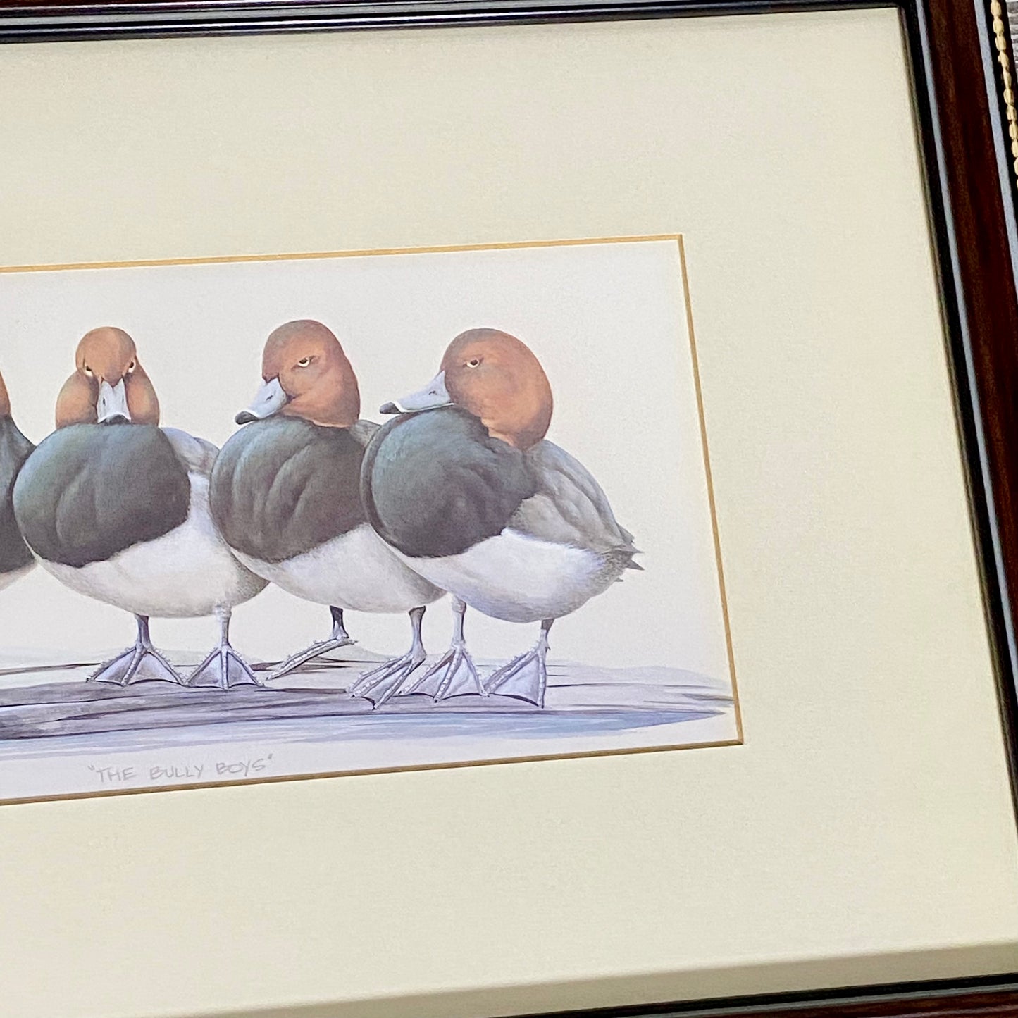 Vintage The Bully Boys Ducks Art Print Plate Signed Art LaMay Framed & Glazed
