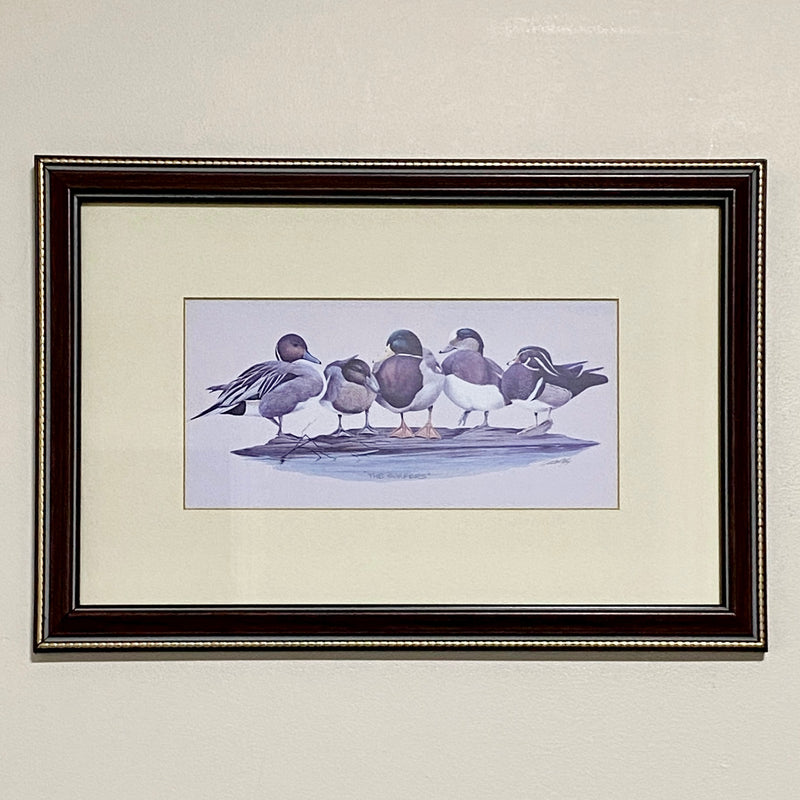 Vintage The Surfers Duck Ducks Art Print Plate Signed Art LaMay Framed & Glazed