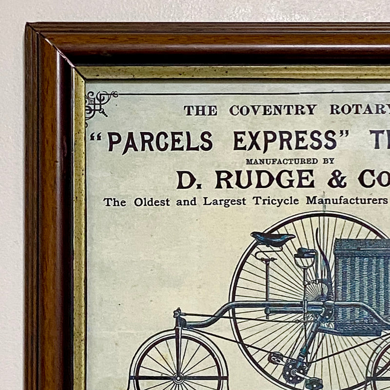 Vintage Coventry Rotary Tricycle Parcels Express Advert By D Rudge & Co Framed