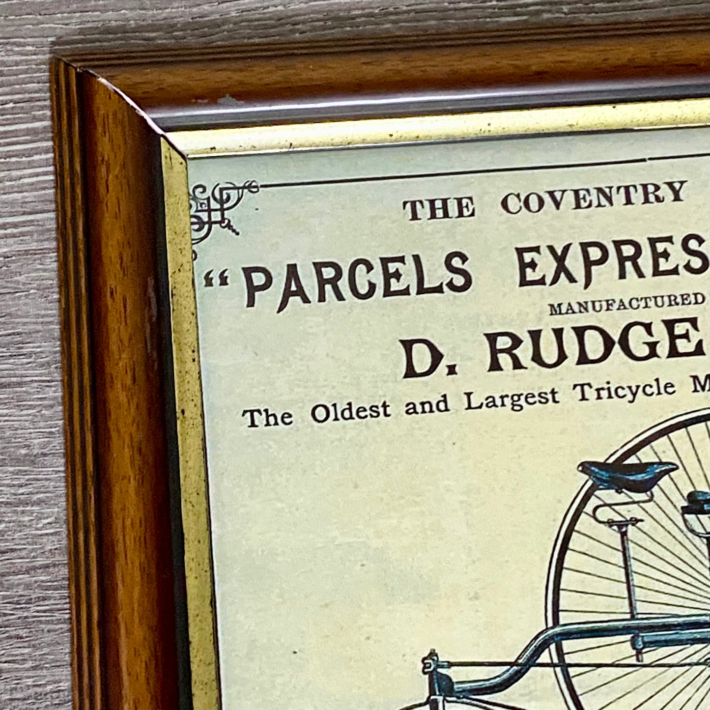 Vintage Coventry Rotary Tricycle Parcels Express Advert By D Rudge & Co Framed