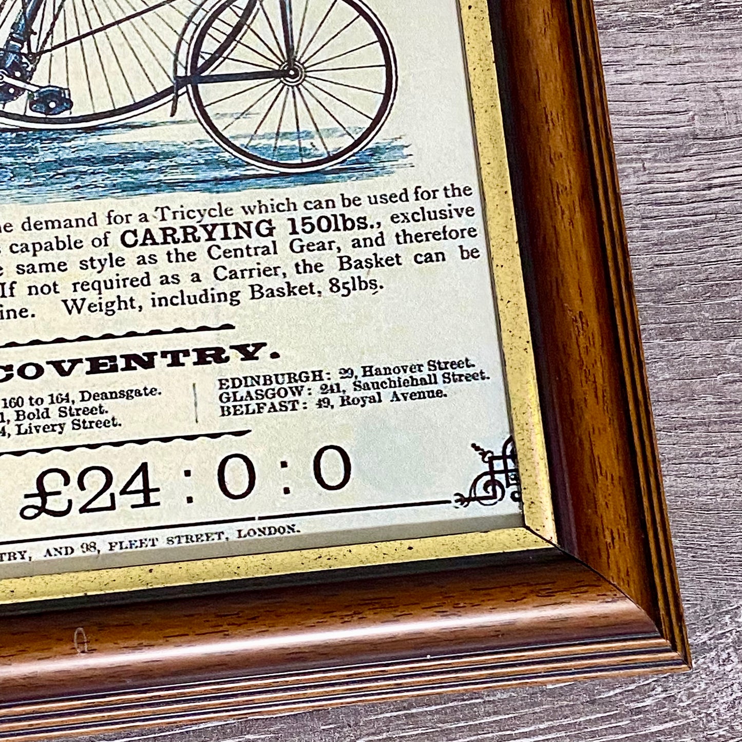 Vintage Coventry Rotary Tricycle Parcels Express Advert By D Rudge & Co Framed