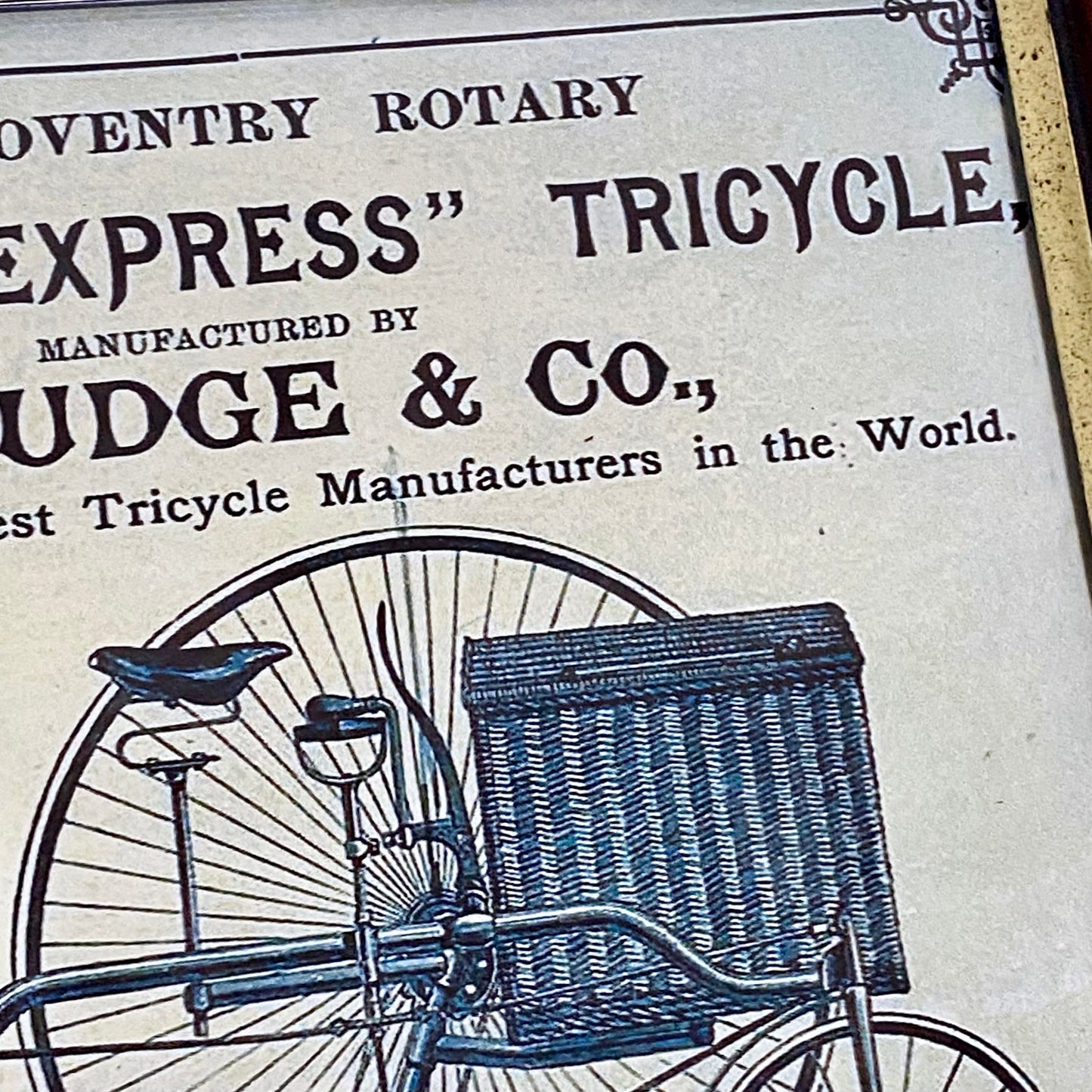 Vintage Coventry Rotary Tricycle Parcels Express Advert By D Rudge & Co Framed