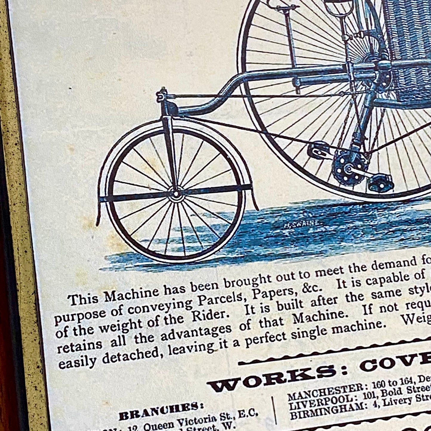 Vintage Coventry Rotary Tricycle Parcels Express Advert By D Rudge & Co Framed