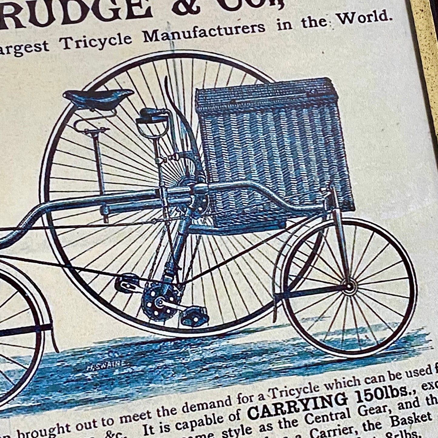 Vintage Coventry Rotary Tricycle Parcels Express Advert By D Rudge & Co Framed