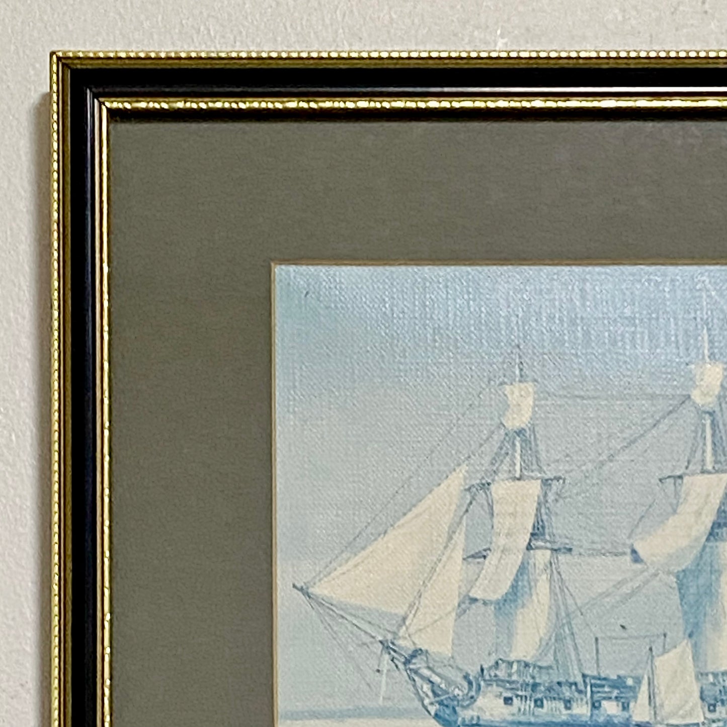 Vintage Royal Navy 42 Gun Frigate 1780 Art Print On Board Framed With Glazing
