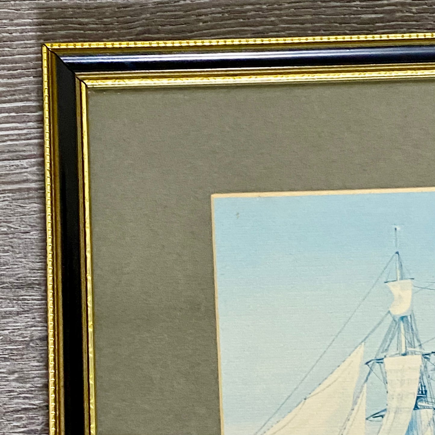 Vintage Royal Navy 42 Gun Frigate 1780 Art Print On Board Framed With Glazing