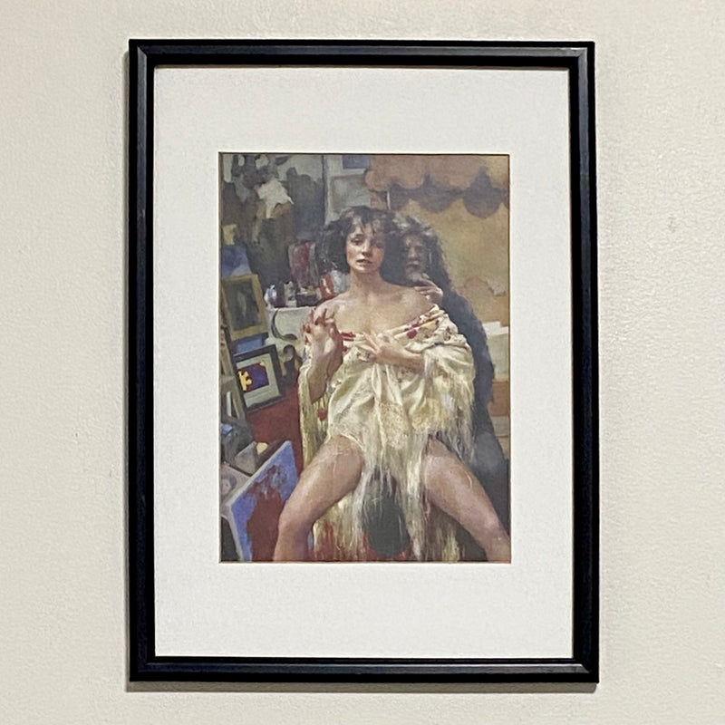 Vintage The Painter With Benedikte Art Print By Robert Lenkiewicz Framed Glazed